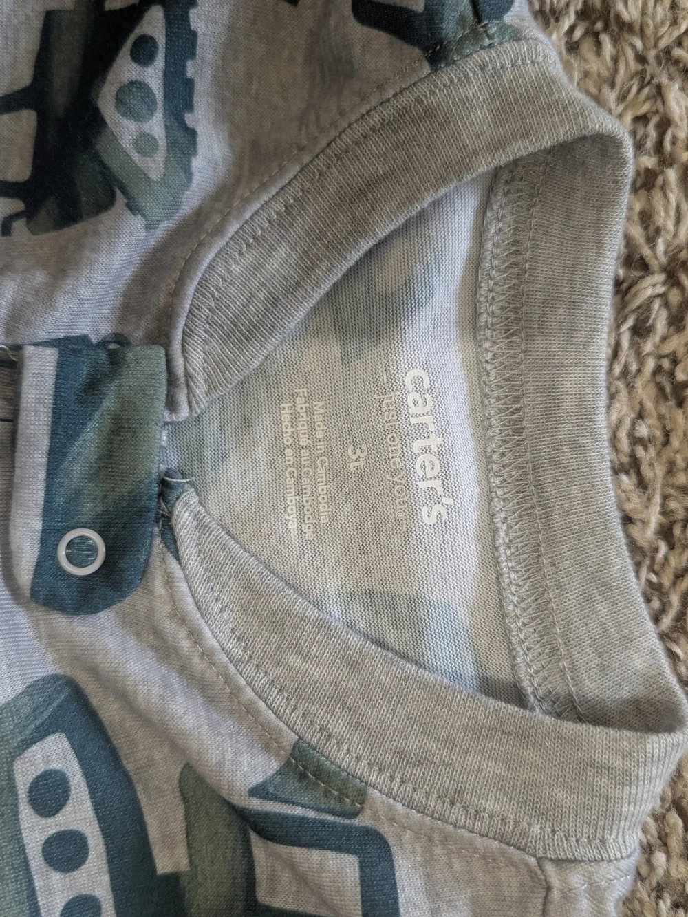 Carter's Green and Gray Construction Print Footed One-Piece